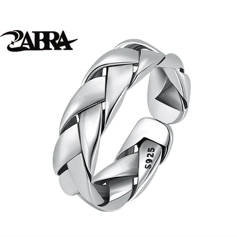

ZABRAS925 Sterling Silver Stylish Simple Personalized Woven Ring Opening Adjustable Ring