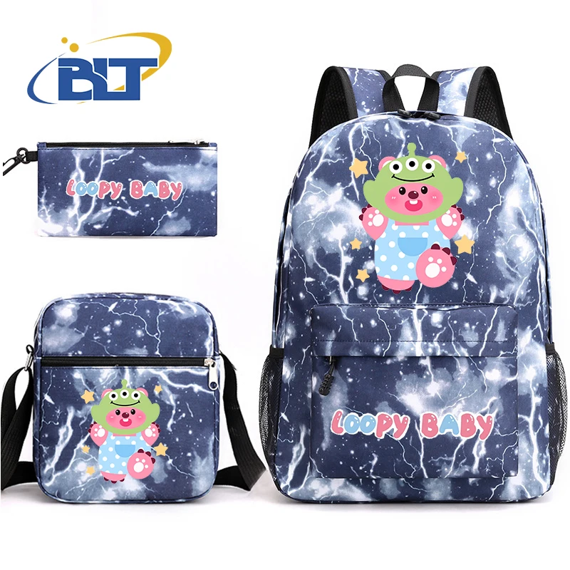 MINISO loopy printed student school bag set children's pencil case shoulder bag backpack three-piece set