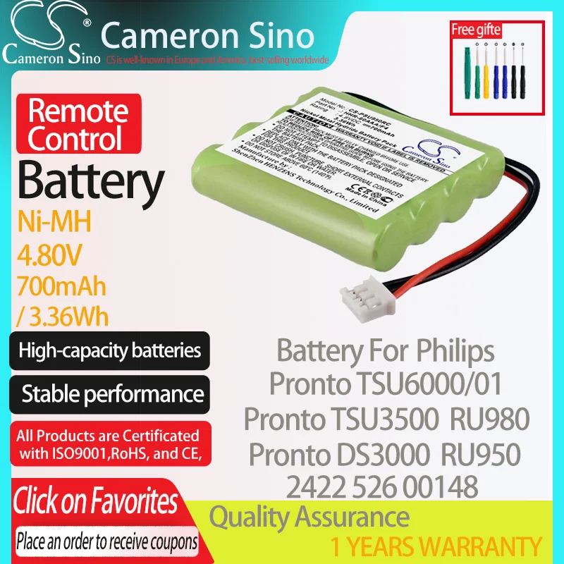 

Батарея CameronSino для Philips Pronto TSU6000/01 TSU3500 Pronto DS3000 RU950 подходит для Philips 2422 526 00148 батарея дистанционного управления