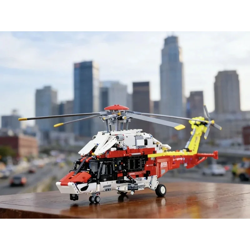 

Конструктор «Спасательный вертолет», 2001 деталь, модель Airbus H175 с двигателем, игрушка-конструктор для сборки вертолета