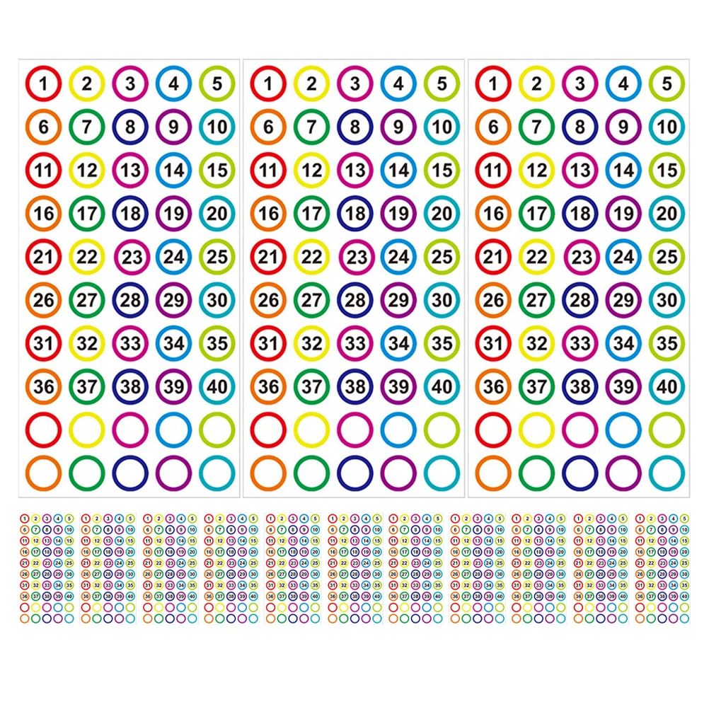 

20 Sheets Stickers Colorful Digital Label Number Small Coding Marker Marking Labels Toddler
