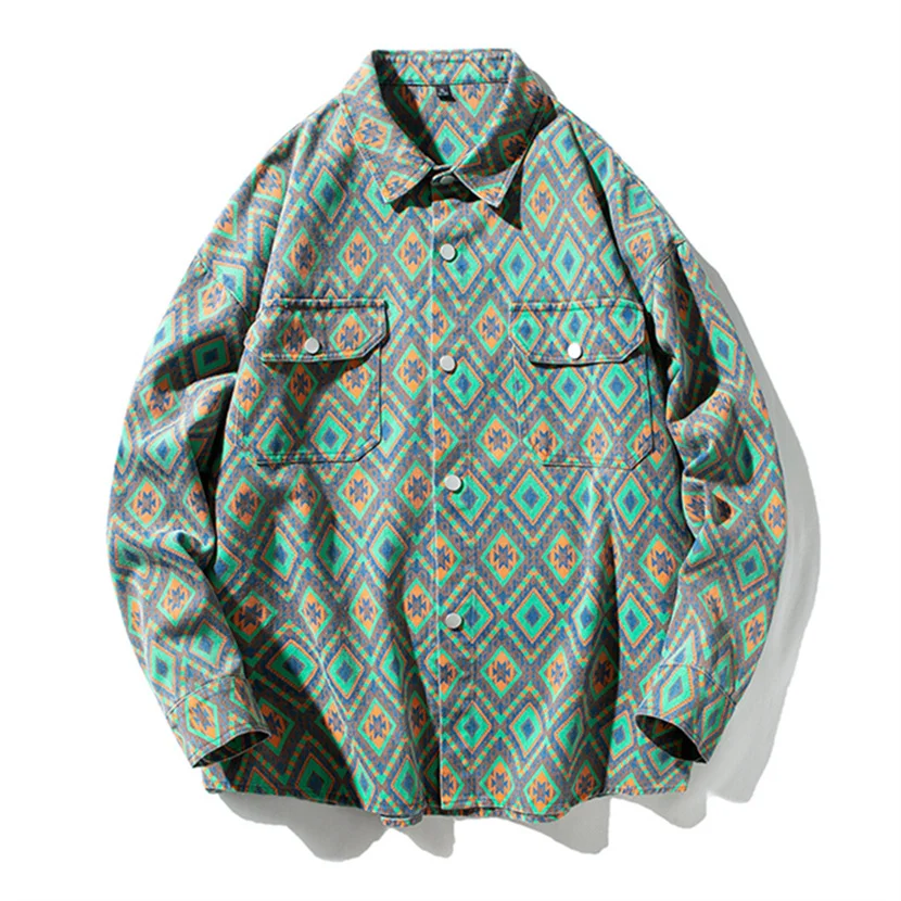 

Мужская джинсовая рубашка с длинным рукавом в американском ретро-стиле, клетчатая куртка, новинка весна-осень, рабочая одежда, модный топ для мужчин