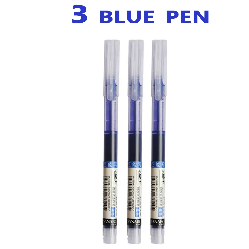 3-5 stuks rechte vloeibare gelpen sneldrogend, grote capaciteit 0,5 mm zwart blauwe inkt voor schrijven school kantoorbenodigdheden