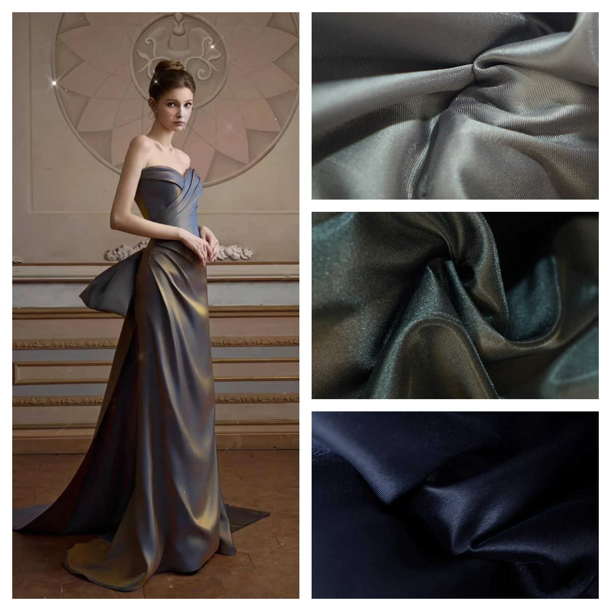 

Роскошная темно-жесткая атласная ткань Mikado, ткань для вечернего свадебного платья, саржевый атлас, материал для шитья своими руками
