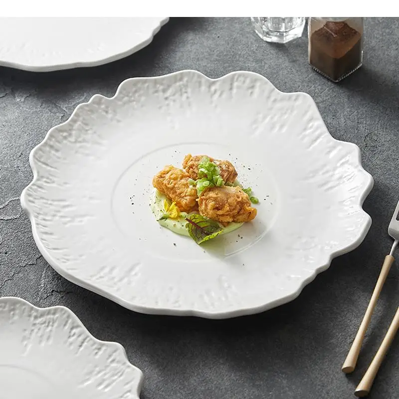 Stone Pattern Irregular Ceramic Dinner Plate Restaurant Salad Dessert Snack Pasta Plates Specialty Tableware