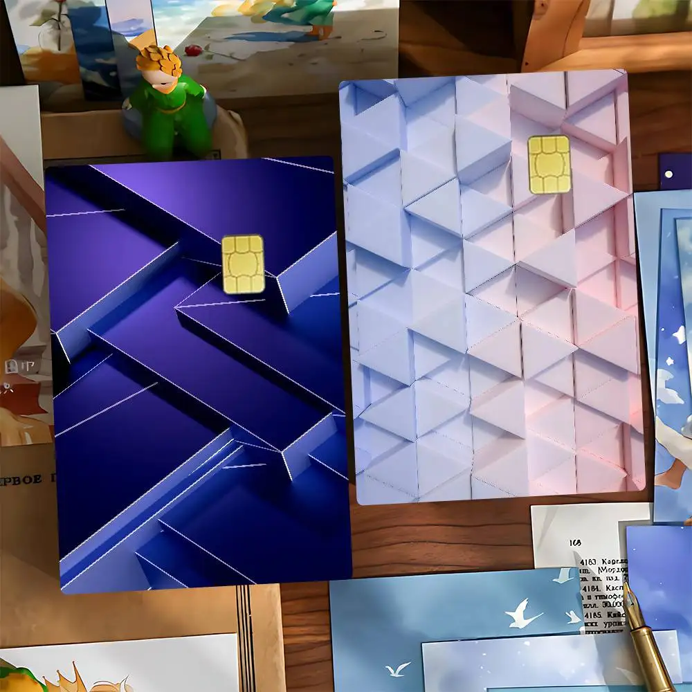 Ilusión geométrica moderna abstracta 3D, carcasa divertida de Anime, pegatina ultrafina sin decoloración, película de cubierta de piel para tarjeta de crédito de débito