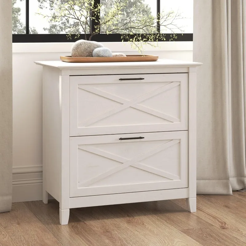 home.2 Drawer Lateral File Cabinet in Linen White Oak | Document Storage for Home Office | Accent Chest with Drawers