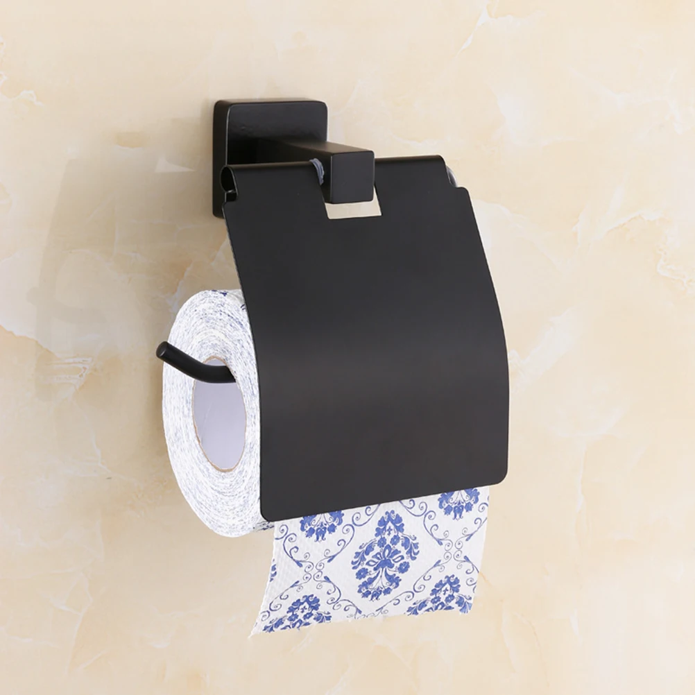 

Toilet Paper Holder Bathroom Accessories Space Aluminum Wall Mount Tissue Holder Rustproof Luxury Paper Storage Rack Black