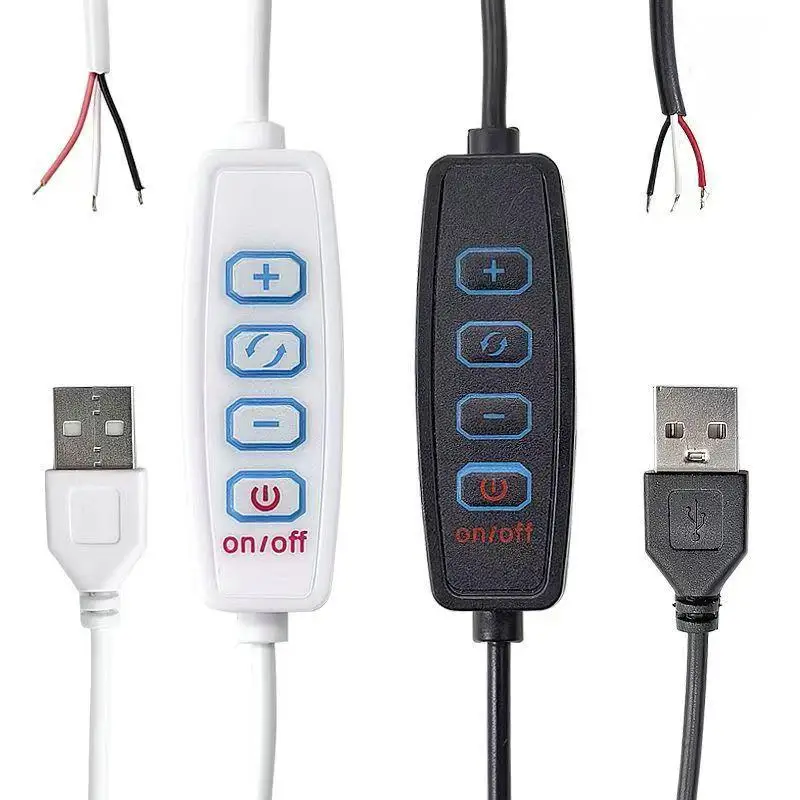 1/5Pcs 4-Key Controller 2CH USB 5V LED Tricolor Dimming Color Switch Cable Dimmer For Low Voltage LED CCT Bicolor Light