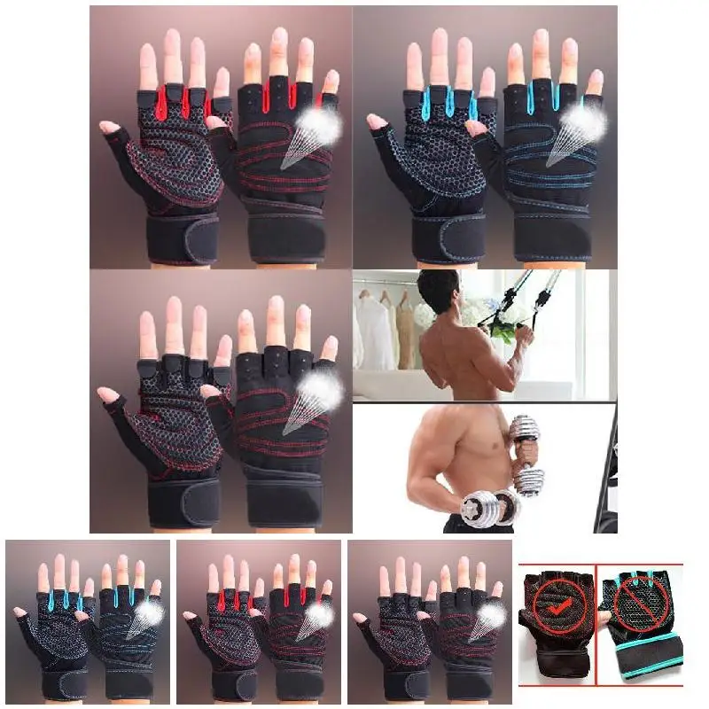 Guantes deportivos de gimnasio para hombre y mujer, mancuernas transpirables de medio dedo para levantamiento de pesas y Fitness, NIN668