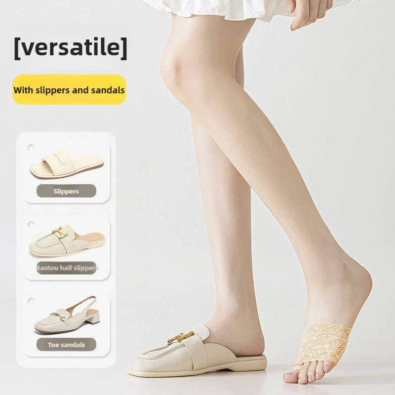 Sommer dünne Spitze unsichtbare Socken Split Toe Vorfuß Socken für Frauen High Heel Hausschuhe Schuhe atmungsaktive Spitzensocken für Halloween – Detail 4