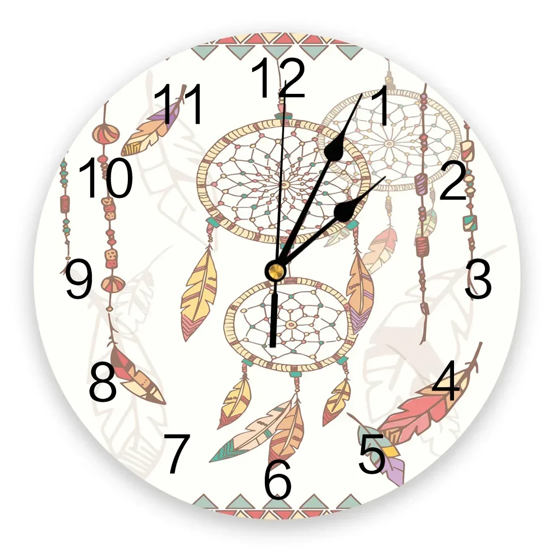 Indian Colored Dream Catcher Feathers 3D Wall Clock Modern Design Living Room Decoration Kitchen Clock Art Wall Watch Home Decor