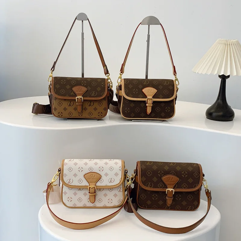 

2025 New! MONICA KIKI Women's European Retro PU Material, Chic Stitching & Printing