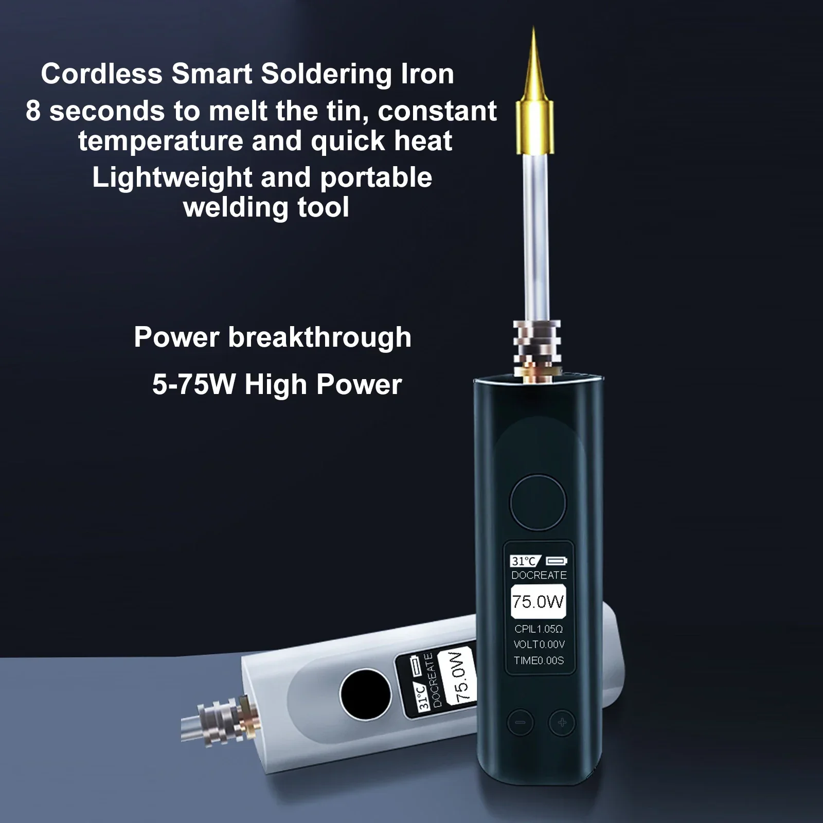 Protable 75W Cordless Electric Spot Welders Smart Soldering Iron Digital Display 2500Mah Battery 8S Rapid Temperature Rise