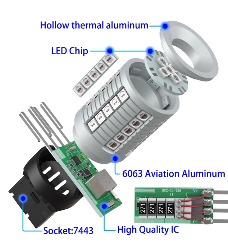 10PCs Anti-Strobe Strong Decoding 1156 Auto Turn Light 3156 Decoding Stop Lamp 7440 Rear Lamp Super Bright  Lamp