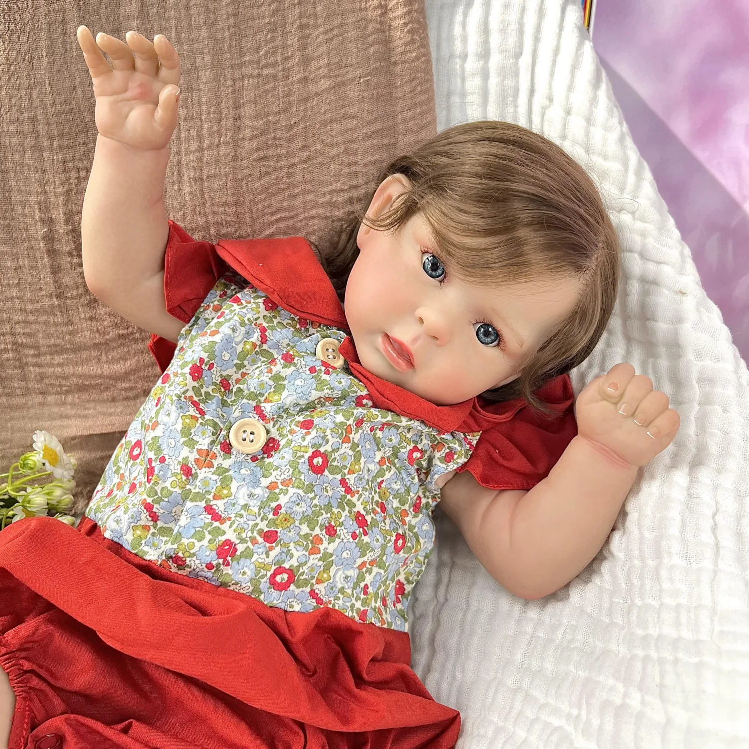 BZDOLL 48CM 19inch Reborn Baby Doll Cloth Body 3D Lifelike Skin Handmade Princess Toddler Fashion Birthday Gift for Girls
