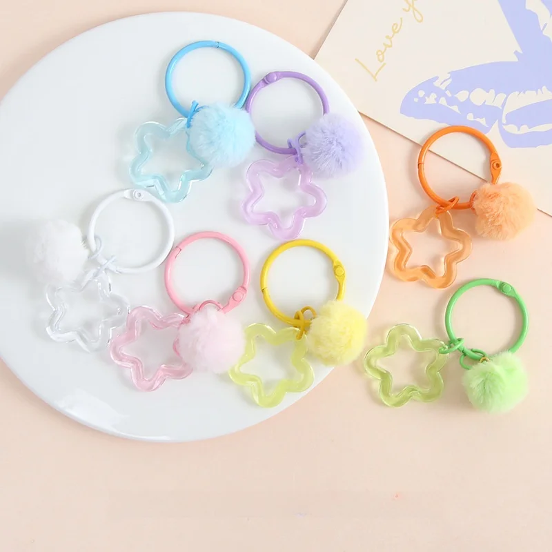 

Acrylic Star Keychains Circle Ring Cute Bell DIY Bookbag Lo Bule Hanging Decorations Accories 0 Pieces Set