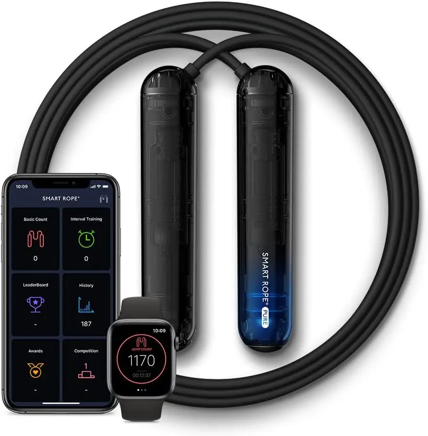Tangram 05-62366 Smart Rope Pure (Bluetooth 4.0 Enabled Jump Rope, Jump Counter, Smart Phone Connected App, Smooth Ball Bearing