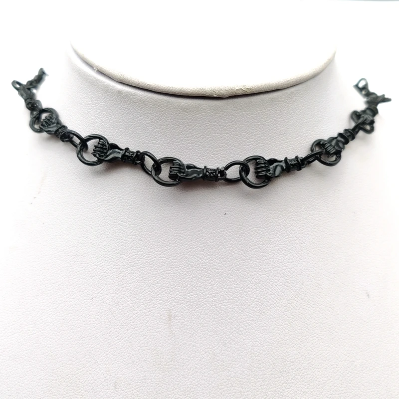 2022 New Hand Grip Ring Necklace Retro Hand In Hand Unisex Choker Necklace Women Hip-hop Gothic Punk Style Chain Choker Gifts