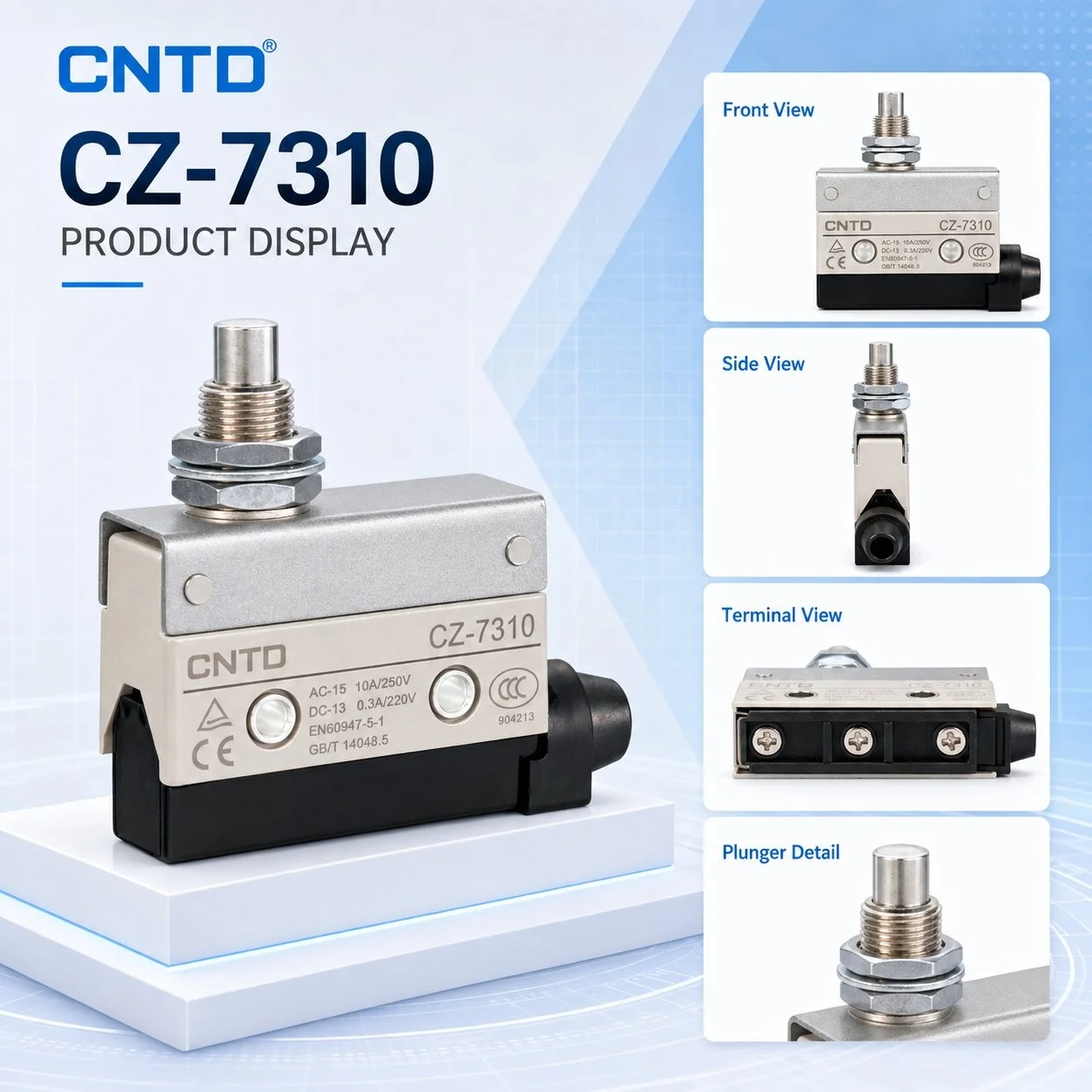 CNTD CZ-7310 Micro Limit Actuator Small Travel Switch panel mounted plunger type Limit Sensor Precision Control for Electronics