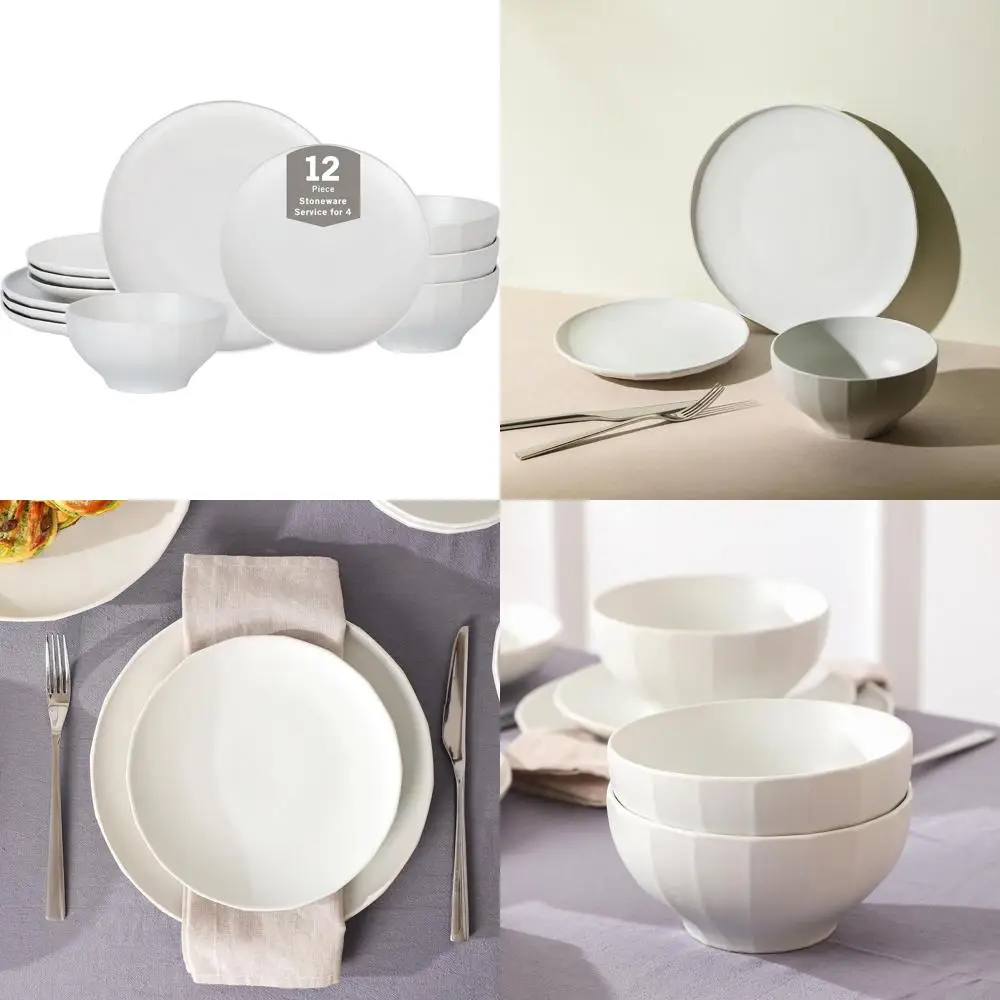 

12-Piece Stoneware Dinnerware Set in Beige