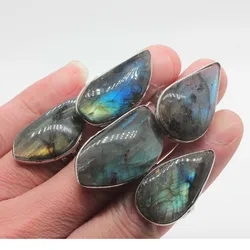 Spectrolite Ring Natural Random Shape And Size Labradorite Stone Adjustable Finger Rings Women Girls Men Jewelry