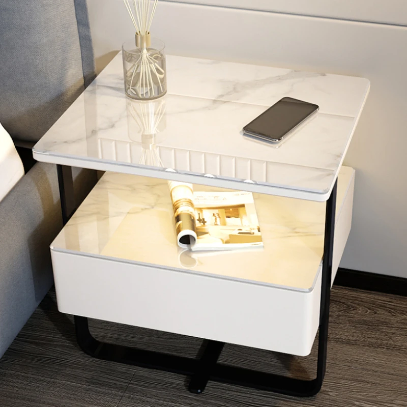 simple Trendy Nightstand Table nordic Aesthetic Modern Luxury Bedside Table Mesita Phone Charger De Noche Inteligente Furnitures