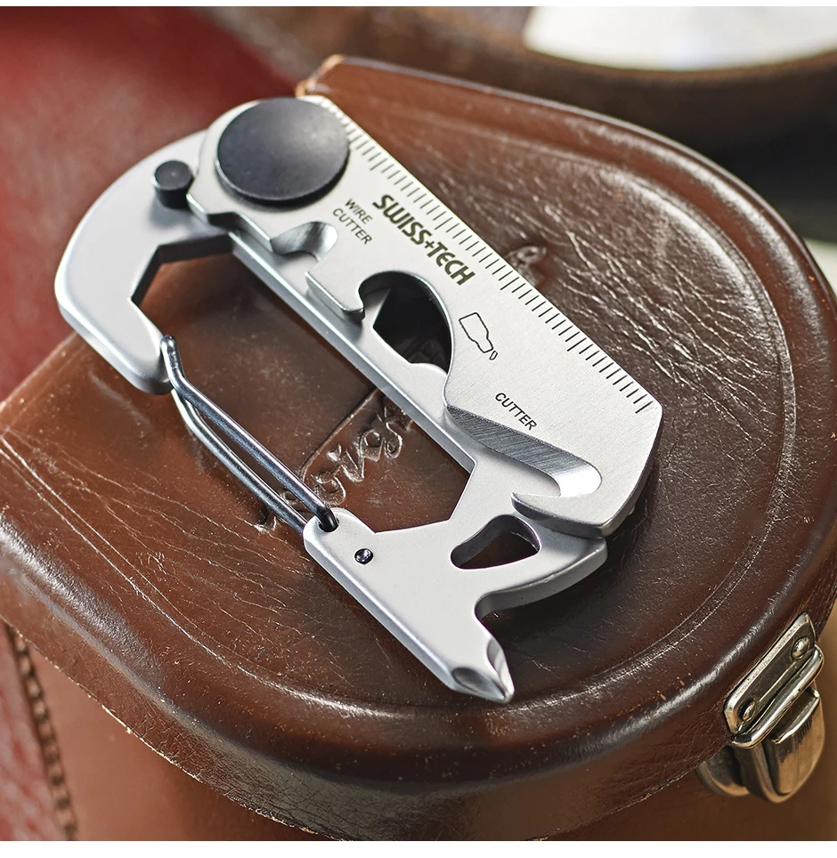 SWISS TECH 13-in-1 tragbare Mini-Multifunktionswerkzeuge, kleine Tasche, EDC-Werkzeug, Multitool-Set, Karabinerhaken, Wandern, Camping-Gadgets – Detail 8