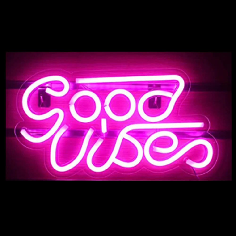 

Good Vibes Neon Sign Lamp Custom Handmade Real Glass Tube Bar Store Party Home Aesthetic Room Decor Display Light Gift 14"X 8"