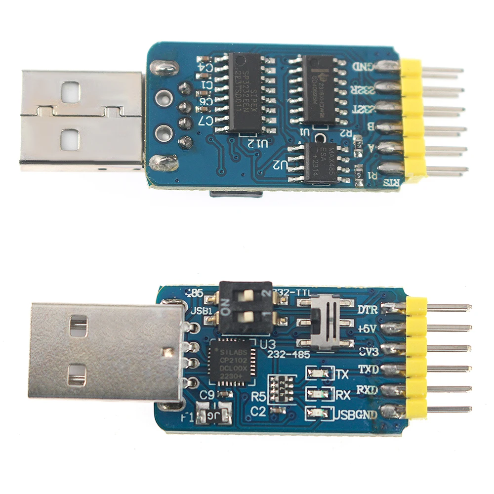 6 in 1 USB 직렬 어댑터 CP2102 USB-TTL/RS232/RS485 변환기 Arduino/STM32용 3.3V/5V 레벨 시프터