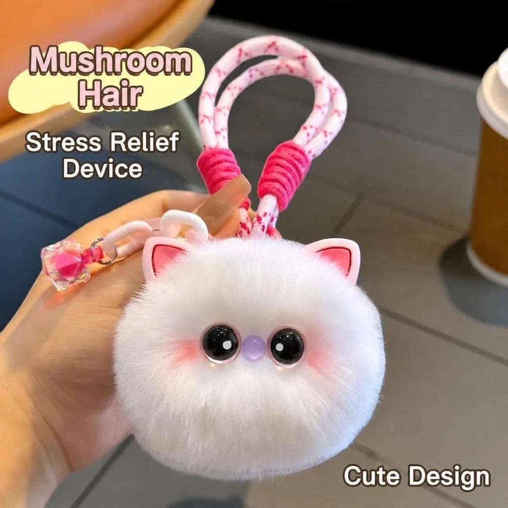 Lovely Soft Faux Fur Cat Keychain Hand Strap Wrist Lanyard Cat Key Ring Cartoon Kitty Bag Pendant For Girls Women