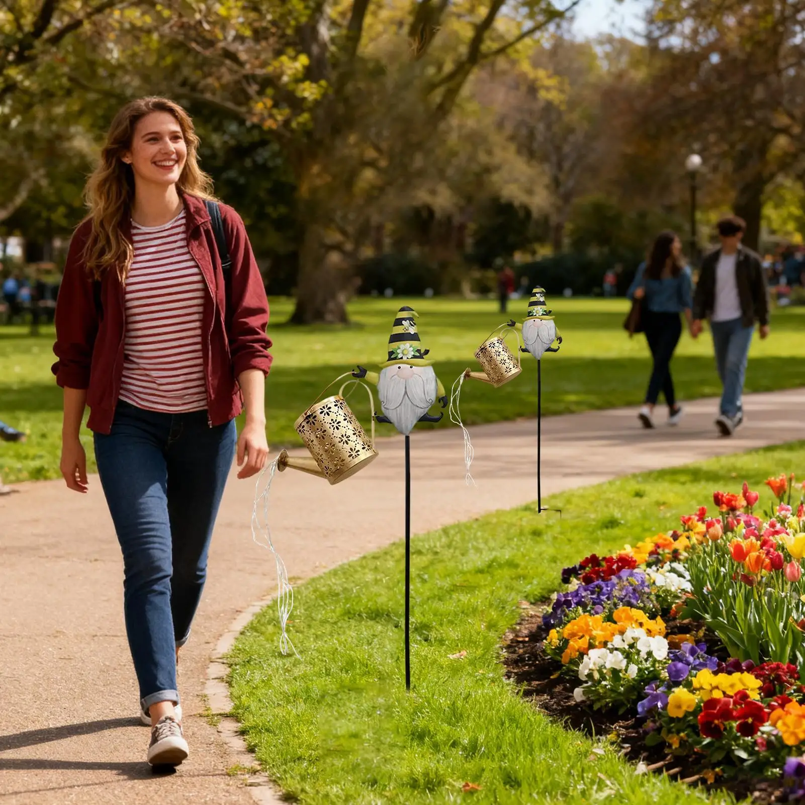 

Рождественские солнечные фонари, наружное тематическое освещение гнома в форме чайника, солнечные рождественские огни для улицы, для семьи, друзей, дорожки