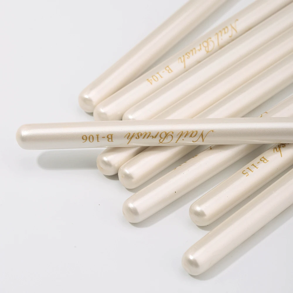 Sweet-Z 신제품 1/16pcs 브러쉬 세트 도구 그림 키트 흰색 금속 손잡이 전체 네일 아트 나일론 뷰티 케어 네일 브러쉬 도매