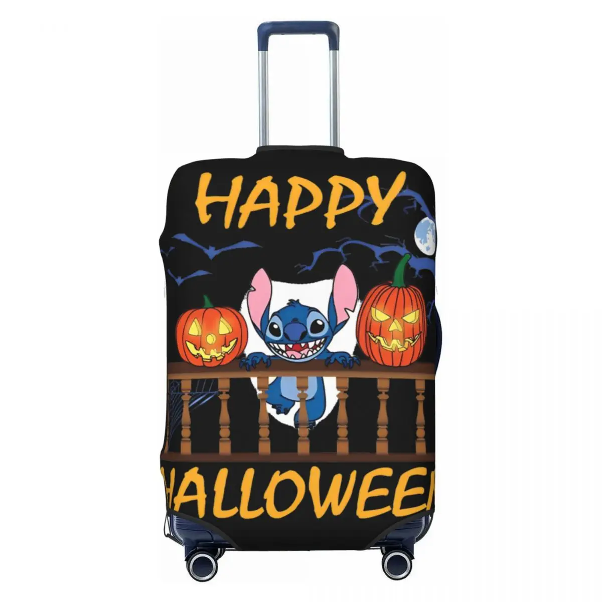 Happy Halloween Stitch Suitcase Cover Elastic Travel Protector Luggage Accesories Vacation