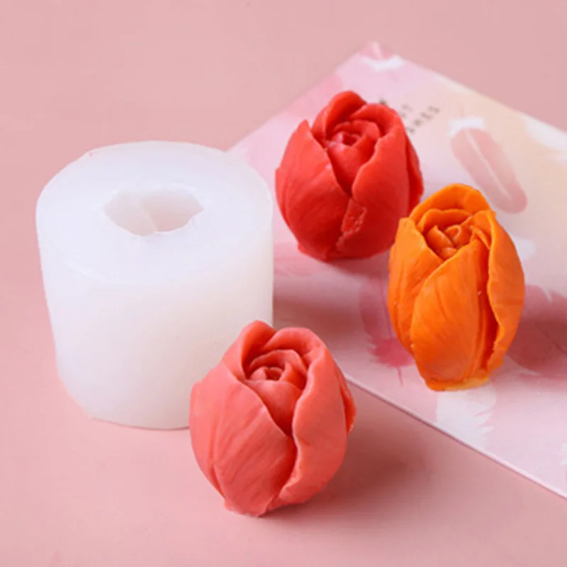 Tulip Scented Candle Silicone Mold DIY Flower Diffuser Soap Cake Baking Decoration Plaster Mold
