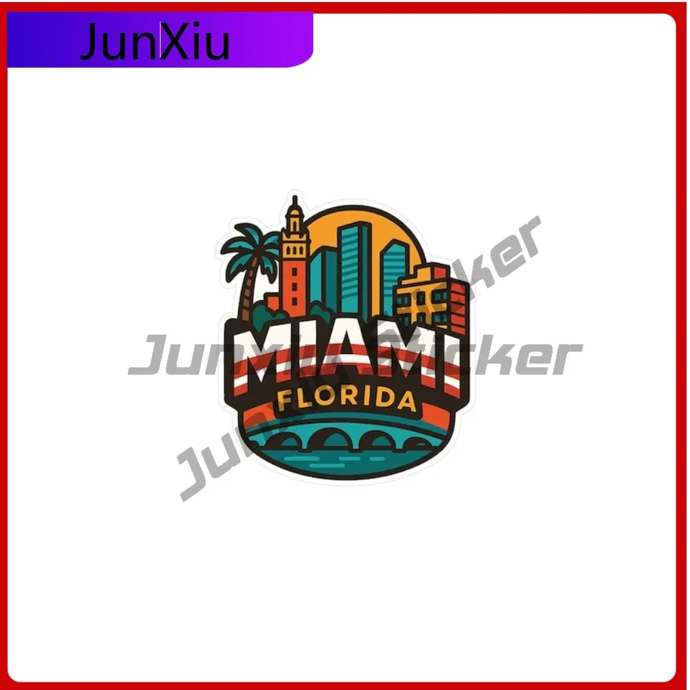 

Наклейка Майами Флорида, виниловая вырезанная водостойкая наклейка, устойчивые к царапинам аксессуары, кузов автофургона, наклейки на бампер для мотокросса для Ca