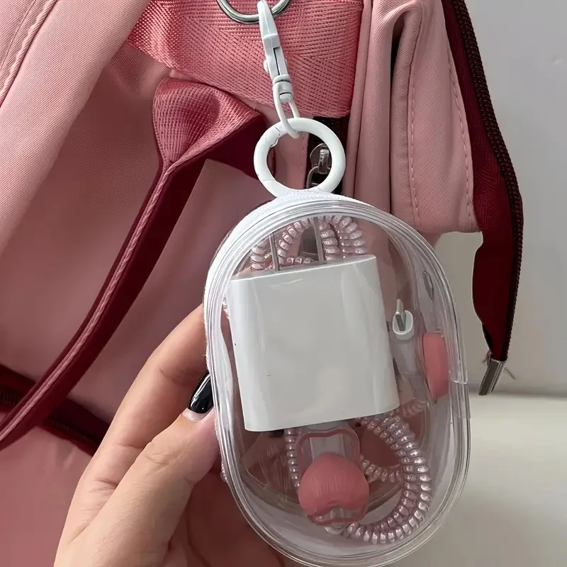 2pcs mini and portable transparent cable organizer box for storing data cable chargers, headphones, jewelry, etc., keychain bags