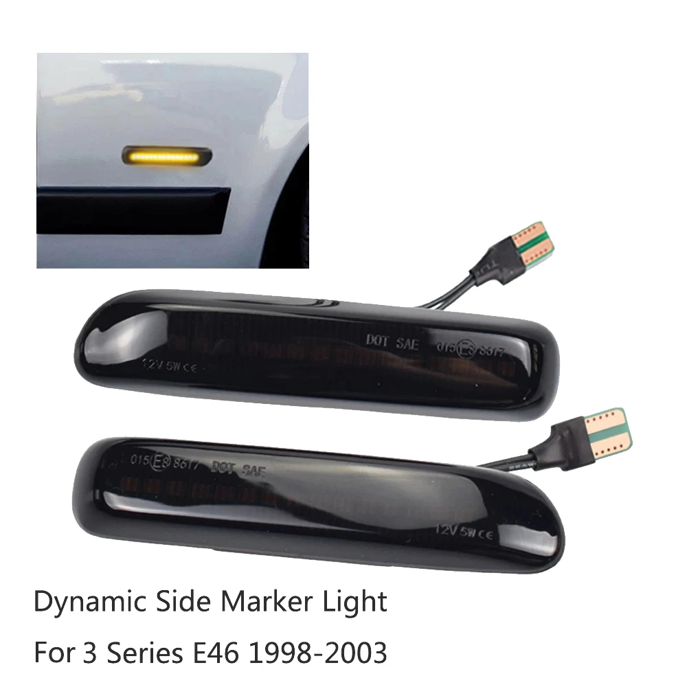 Carro Fumado LED Dynamic Side Marker Light, Pisca de Sinal de Volta para BMW Série 3, E46, 1999-2001