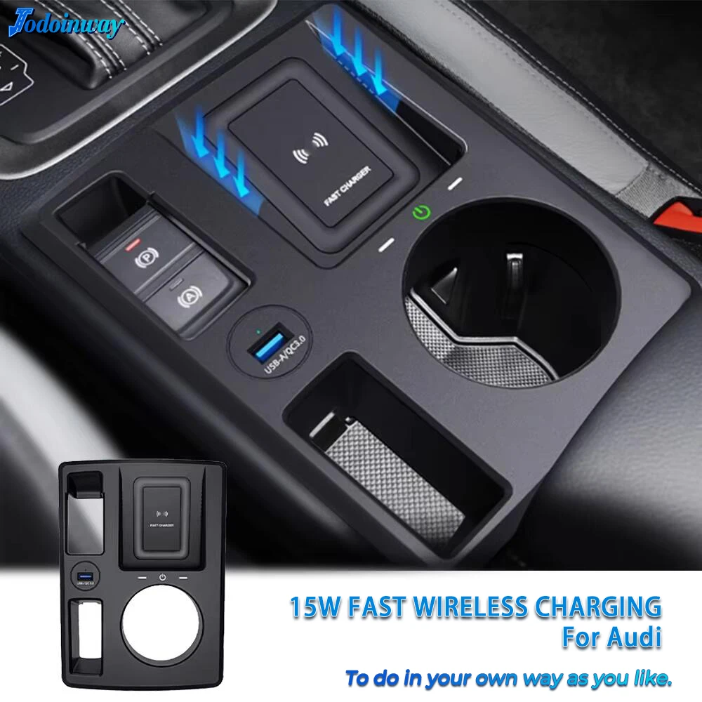 Carregador sem fio para carro, 15w, para audi q3 q3l 2019-2023, suporte de telefone, almofada de carregamento rápido, acessórios interiores, guarnição