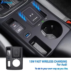 15W car Wireless Charger For Audi Q3 Q3L 2019-2023 phone holder mount quick charging pad Interior Accessories Trim