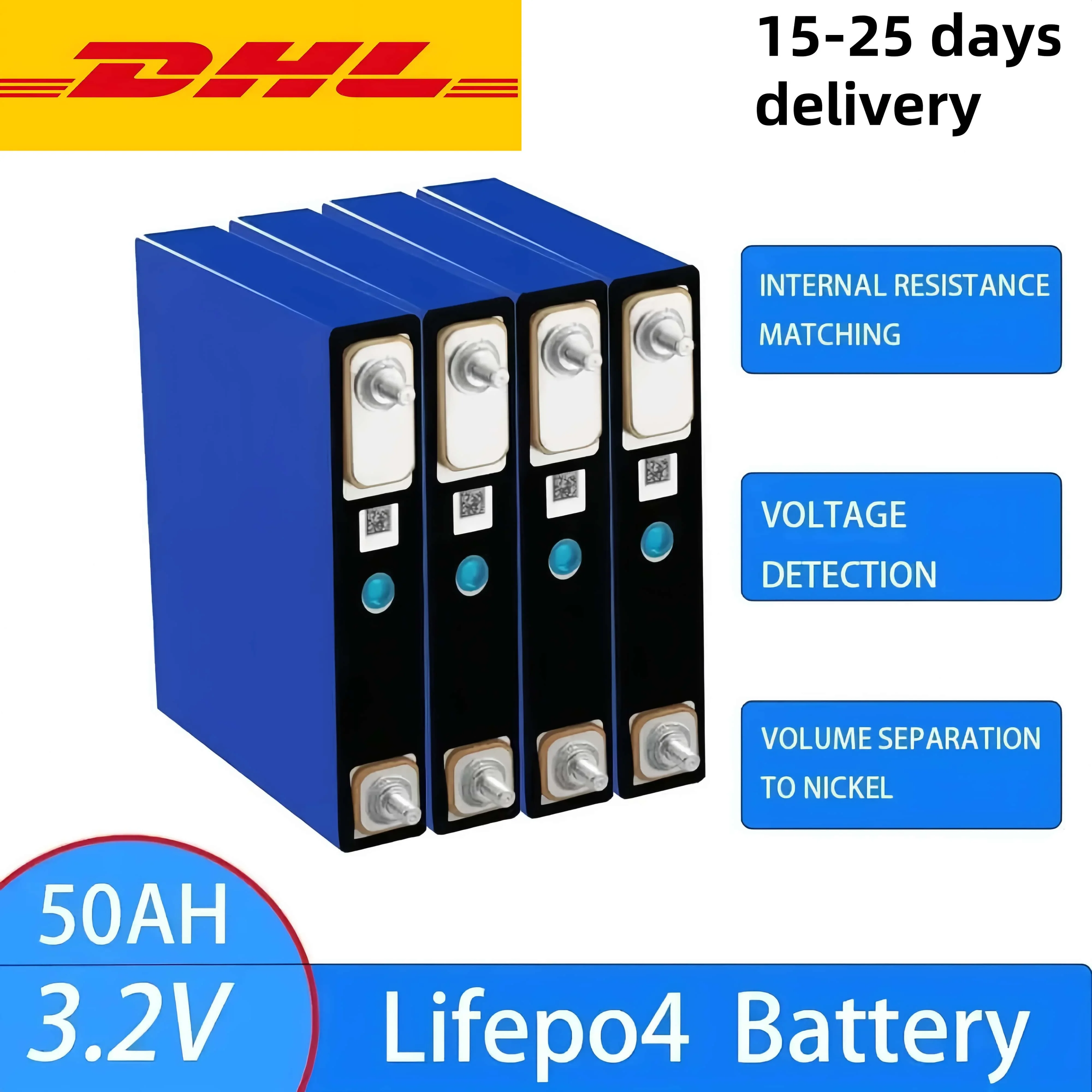 

3.2V 50Ah Lifepo4 New Rechargeable Battery Pack Solar Energy System for Boats and RV Golf Cart 1-8PCS Tax-free in the US and EU