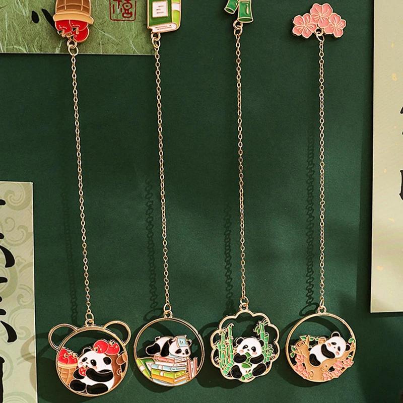 Estilo chinês Cartoon Panda Bookmark, Pingente De Borla, Marca De Paginação Retro, Papelaria De Estudante, Material Escolar E Escritório, Presentes