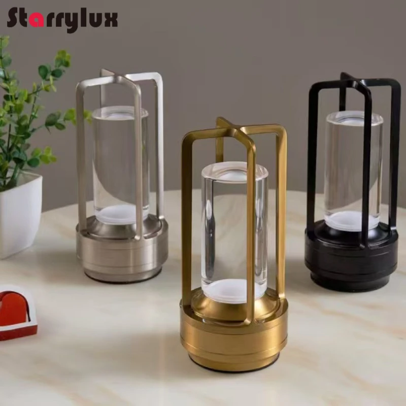 

Retro LED Night Light Aluminum Alloy Frame Table Lamp Ideal for Bar Patio Camping