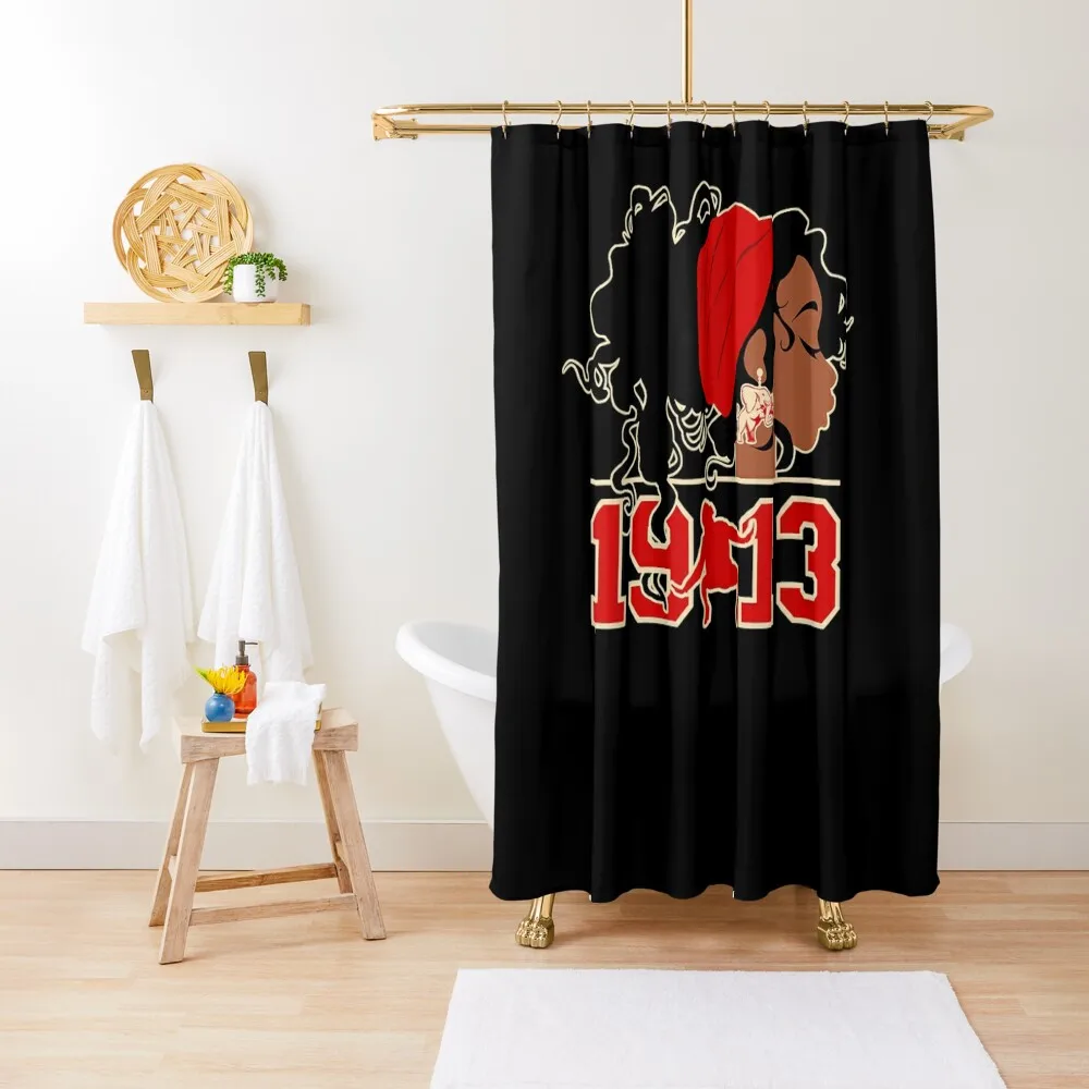 

Delta 1913 Afro Natural Hair Sigma Theta Hand Sign Elephant Shower Curtain Bathroom Fabric Bathtub Curtain