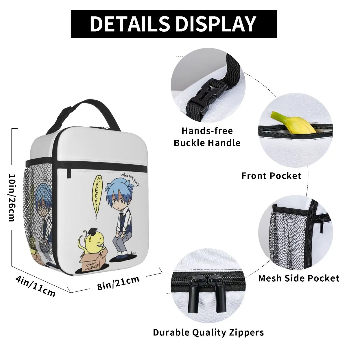 Assassination Classroom Octopus Koro Sensei Insulated Lunch Bag for Kids School Cooler Thermal Food Box Tote Lunch Boxes