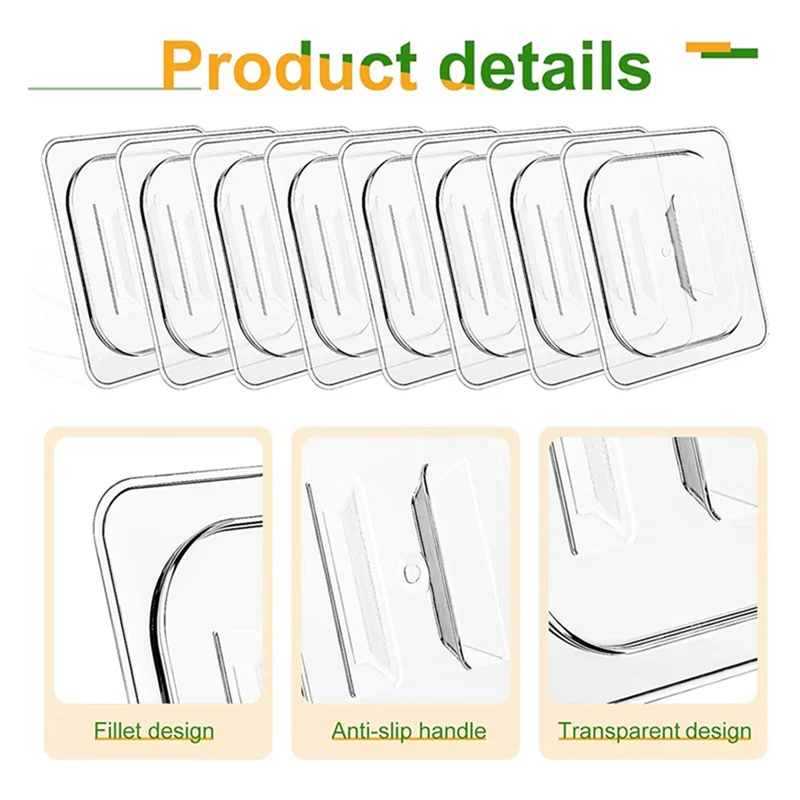 Hot Sale-15 Pcs Polycarbonate Clear Steam Pan Covers With Handle 1/6 Size Hotel Pan Food Pan Lids For Restaurant Hotel Commercia