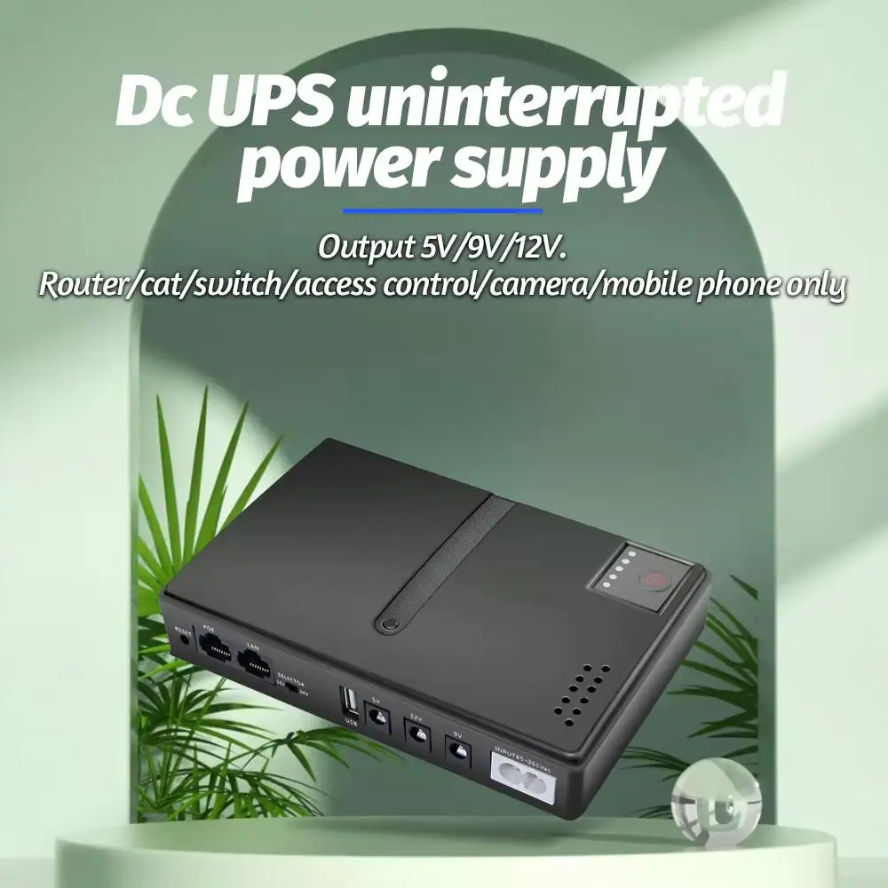 

Emergency UPS 5V-24V Adjustable DC Output 0.6A-2A Charger Without 18650 Batteries Desgin for Router CCTV EU Plug AC85-265V Input