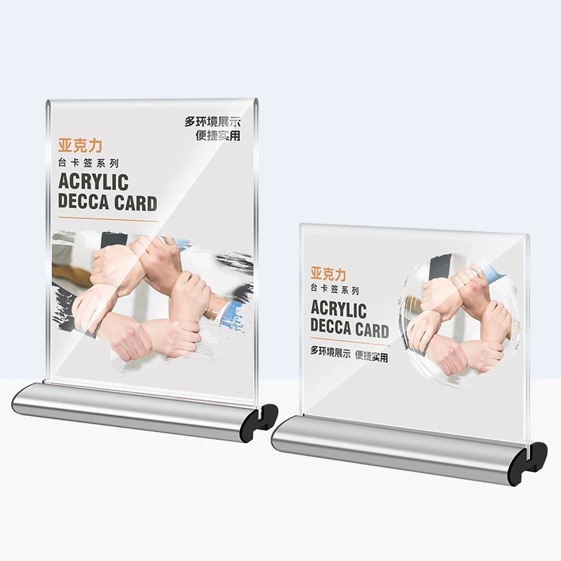 

A4/A5 Metal Base Frame Menu Board Acrylic Display Stand Card Board Coffee Price List Menu Double-Sided Transparent Table Card