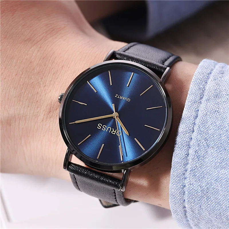 Ultra-thin fashion trend Men's authentic high-quality leather belt watch Student Watch Watch Men's watch