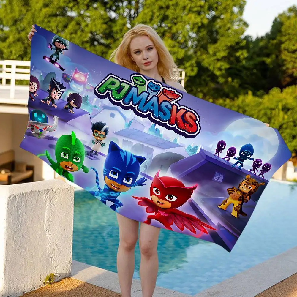 Toalla de playa de microfibra con estampado de dibujos animados PJ M-Masks, toalla suave absorbente para escalada en montaña, yoga, playa, natación, correr